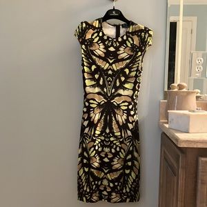 McQ -Alexander McQueen, black, green and tan dress. Size S-Small.